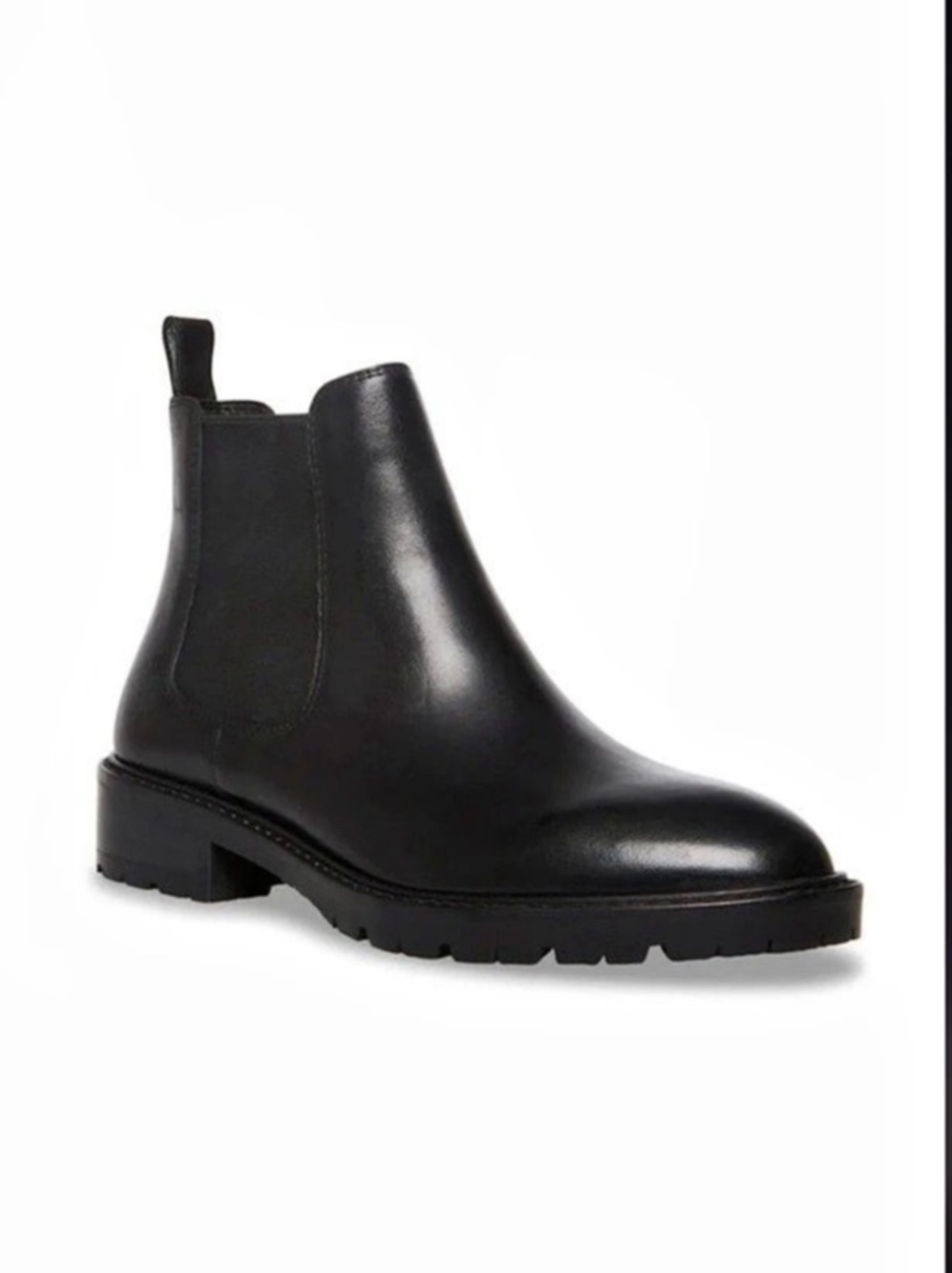 Steve Madden black leather chelsea lug boots nib 7.5 m